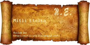 Mitli Etelka névjegykártya